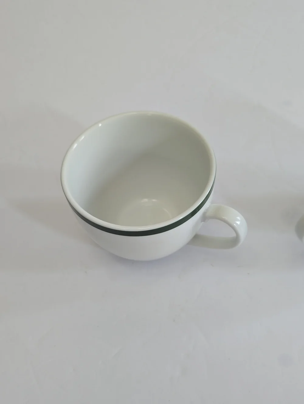 Williams Sonoma Set Of 2 Brasserie Coffee Cups White Green Band Japan